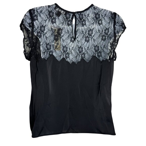 J. Crew Satin Lace Top Womens size XS Black Feminine Romantic blouse J.CREW NWT - Picture 3 of 13